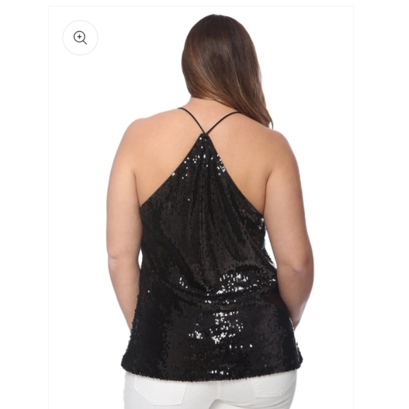 Anna-Kaci Black Camisole Sequin Tank Top blouse - Picture 3 of 7